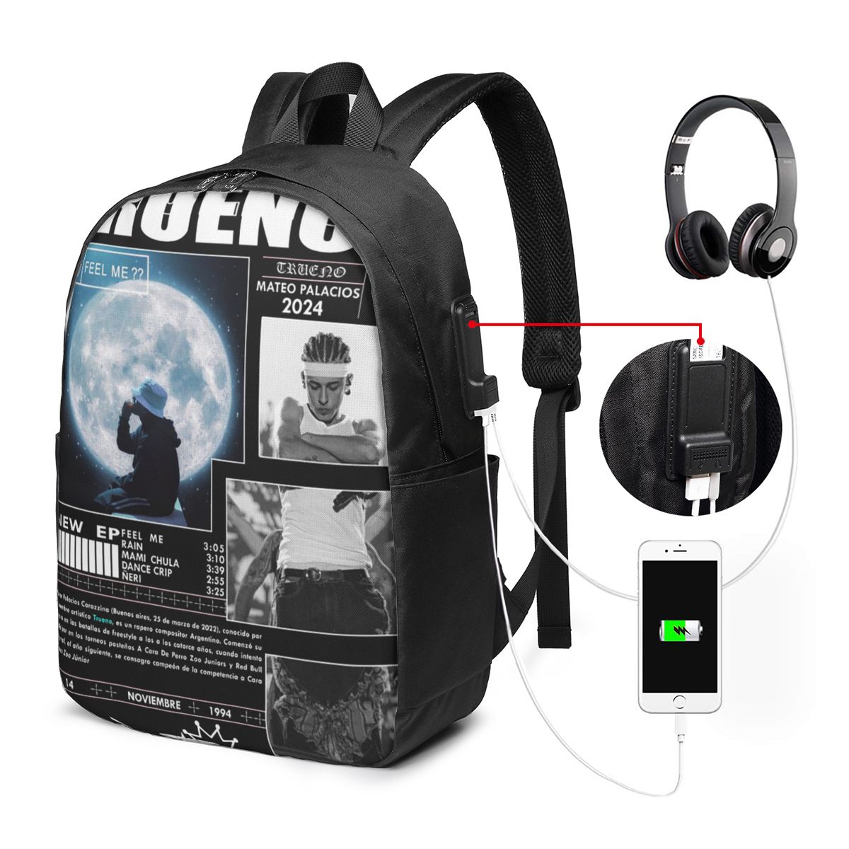 Laptop Bag - Mochila divertida de Trueno Hip Hop